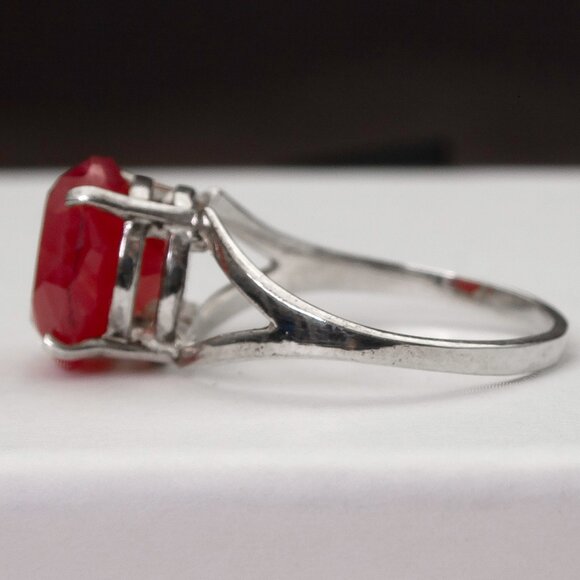 Natural Faceted Rhodonite "Stone Of Love" Sterling Silver Ring, Size 7.5 - Picture 4 of 7